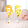 14K Gold Romantic Heart Pearl Drop Earrings for Women