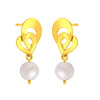 14K Gold Romantic Heart Pearl Drop Earrings for Women
