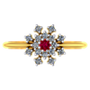 Gorgeous 14k Gold and Diamond Ring from Women Adorned with Red Gemstone