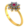 Gorgeous 14k Gold and Diamond Ring from Women Adorned with Red Gemstone