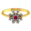 Gorgeous 14k Gold and Diamond Ring from Women Adorned with Red Gemstone