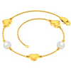 Lovely 14k Gold Heart Design and Pearl Accent Bracelet for Women from PC Chandra Online Exclusive Collection