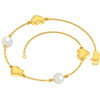 Lovely 14k Gold Heart Design and Pearl Accent Bracelet for Women from PC Chandra Online Exclusive Collection