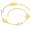 Lovely 14k Gold Heart Design and Pearl Accent Bracelet for Women from PC Chandra Online Exclusive Collection