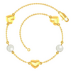 Lovely 14k Gold Heart Design and Pearl Accent Bracelet for Women from PC Chandra Online Exclusive Collection