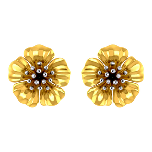 14k Beautiful Floral Studs With Gold Petals