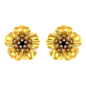 14k Beautiful Floral Studs With Gold Petals