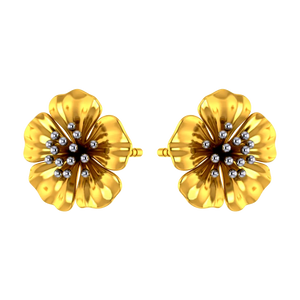 14k Beautiful Floral Studs With Gold Petals