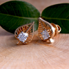 18K Leaf Shape Diamond Earring.