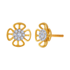 18K Dainty Gold And Diamond Floral Stud Earrings