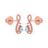 18k (750) Rose Gold and Diamond Stud Earrings for Women