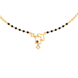 18k Square Shaped Diamond Mangalsutra With Red Stone