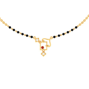 18k Square Shaped Diamond Mangalsutra With Red Stone