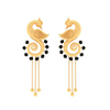 18K peacock shape mangalsutra gold earrings with\
black stones from Mangalsutra Collection