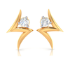 18K Z-Shape Gold Earrings with Diamonds