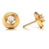 18K Flower Shape 18K Diamond Gold Earrings