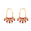 18K gold earrings with floral designs and red stones