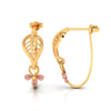 18K delicate earrings with leafy motif and a rose gold floral pattern 