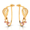 18K delicate earrings with leafy motif and a rose gold floral pattern 