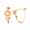 18K dainty gold earrings with a sperical bead in between 