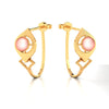 18K dainty gold earrings with a sperical bead in between 