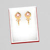 18K dainty gold earrings with a sperical bead in between 