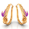 18K elegant gold earrings with butterfly on top of a flower design