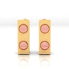 18K rectangle shaped gold earrings with two rose gold coloured dots