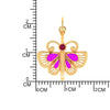 18K classy gold butterfly shaped earrings with red and purple stones 