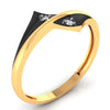 18K Diamond Ring Curved Lines Design With Black Inlay And Embedded Diamond Detailing