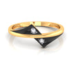 18K Diamond Ring Curved Lines Design With Black Inlay And Embedded Diamond Detailing