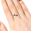 18K Diamond Ring Curved Lines Design With Black Inlay And Embedded Diamond Detailing