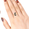 18K Diamond Ring With Leafy Heart Black Inlay And Embedded Diamond Detailing