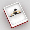 18K Diamond Ring With Leafy Heart Black Inlay And Embedded Diamond Detailing