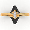 18K Diamond Ring With A Central Marquise-cut Diamond And Black Meena