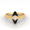 18K Diamond Ring With A Central Marquise-cut Diamond And Black Meena