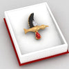 18K Diamond Pendant Hummingbird Design With Black Meena And Embedded Stones