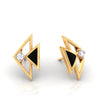 18K Diamond Earrings Having A Fish Shape Design And Black Meena With An Embedded Diamond