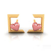 18K Hearts and Half Squre Style Gold Earrings