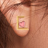 18K Hearts and Half Squre Style Gold Earrings