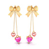 18K Hearts with Bow Style Gold Earrings