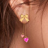 18K Hearts with Bow Style Gold Earrings