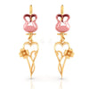 18K Rose with Heart and Flower Designed Gold Earrings