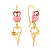 18K Rose with Heart and Flower Designed Gold Earrings