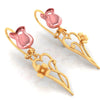 18K Rose with Heart and Flower Designed Gold Earrings