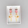 18K Rose with Heart and Flower Designed Gold Earrings