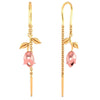 18K Rose with Leafy Style Gold Earrings