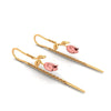 18K Rose with Leafy Style Gold Earrings