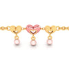 Multiple Hearts with Pink Ball 18K Gold Bracelet