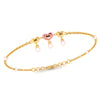 Multiple Hearts with Pink Ball 18K Gold Bracelet